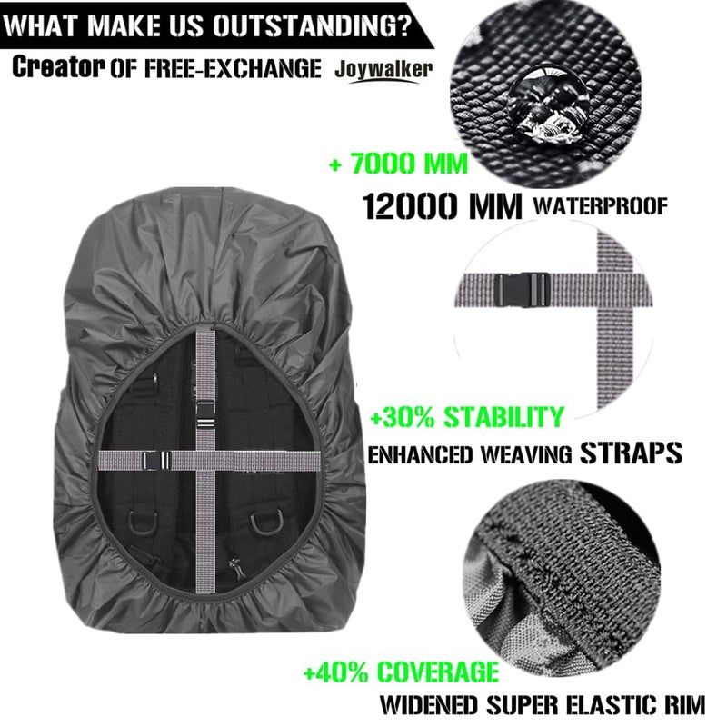 Joy Walker Backpack Rain Cover Waterproof Breathable Suitable for (15-30L, 30-40L, 40-50L, 50-70L, 70-90L) Backpack Hiking/Camping/Traveling (black, XXL (for 70-90L backpack)) - Image 5